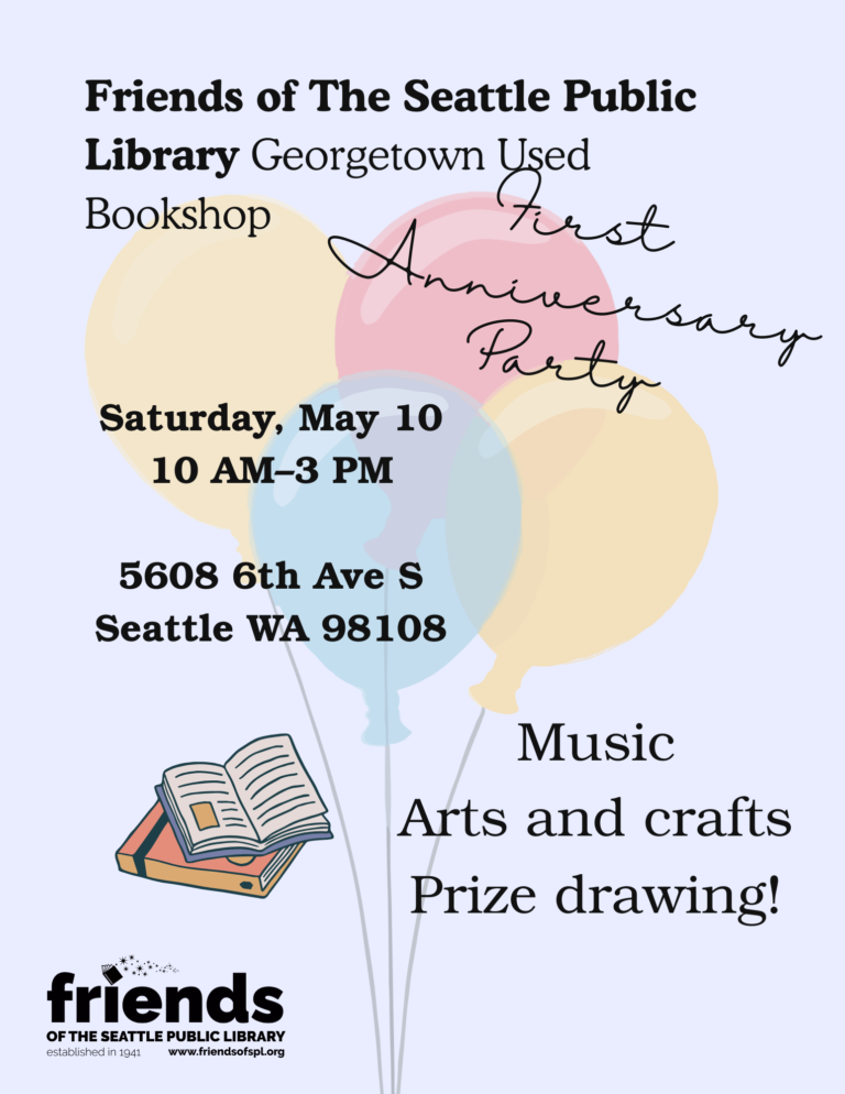 First Anniversary Party at the Georgetown used bookshop, May 10, 10 am - 3 pm